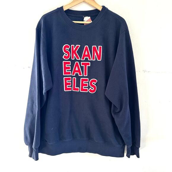 VTG Pro‎ Weave Skaneateles New York Pullover Crewneck Sweater Blue Size Large - Picture 1 of 10